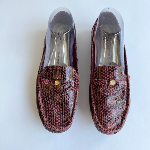 Isaac Mizrahi Women Abernathy Loafer Shoe 9.5 Purple Snake Print Leather Slip On - Picture 3 of 11